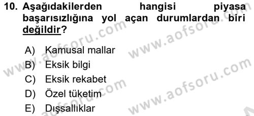 Kamu Maliyesi Dersi 2016 - 2017 Yılı (Vize) Ara Sınavı 10. Soru