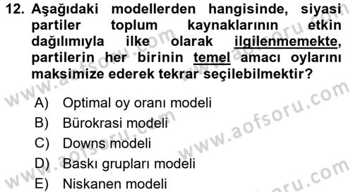 Kamu Maliyesi Dersi 2016 - 2017 Yılı (Vize) Ara Sınavı 12. Soru