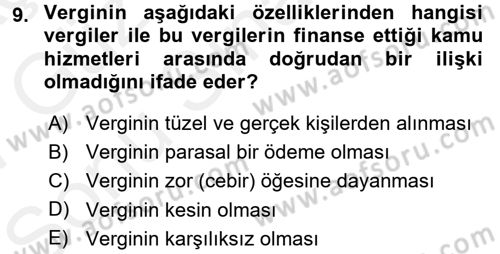 Kamu Maliyesi Dersi 2016 - 2017 Yılı (Final) Dönem Sonu Sınav Soruları 9. Soru