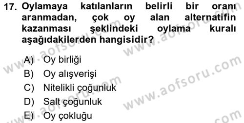 Kamu Maliyesi Dersi 2017 - 2018 Yılı (Vize) Ara Sınav Soruları 17. Soru
