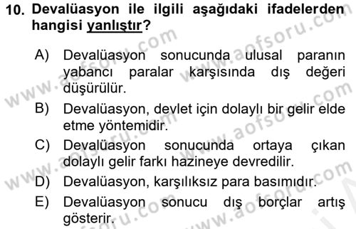 Kamu Maliyesi Dersi 2017 - 2018 Yılı (Final) Dönem Sonu Sınav Soruları 10. Soru