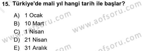 Kamu Maliyesi Dersi 2017 - 2018 Yılı (Final) Dönem Sonu Sınav Soruları 15. Soru