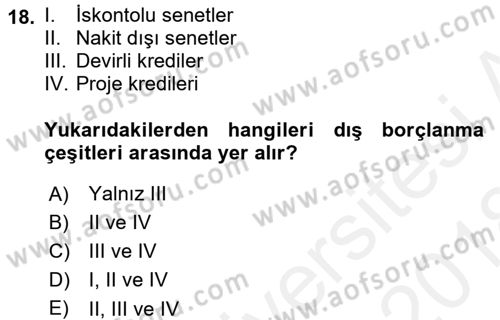 Kamu Maliyesi Dersi 2017 - 2018 Yılı (Final) Dönem Sonu Sınav Soruları 18. Soru