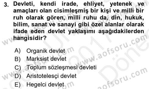 Kamu Maliyesi Dersi 2017 - 2018 Yılı (Final) Dönem Sonu Sınav Soruları 3. Soru