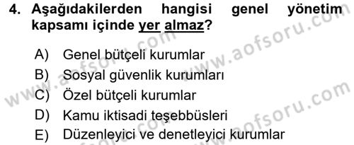 Kamu Maliyesi Dersi 2017 - 2018 Yılı (Final) Dönem Sonu Sınav Soruları 4. Soru