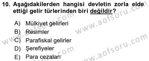 Kamu Maliyesi Dersi 2018 - 2019 Yılı 3 Ders Sınav Soruları 10. Soru