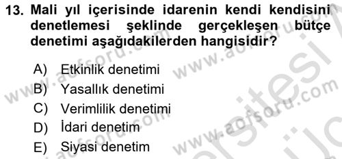 Kamu Maliyesi Dersi 2018 - 2019 Yılı 3 Ders Sınav Soruları 13. Soru