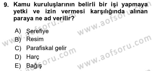 Kamu Maliyesi Dersi 2018 - 2019 Yılı 3 Ders Sınav Soruları 9. Soru