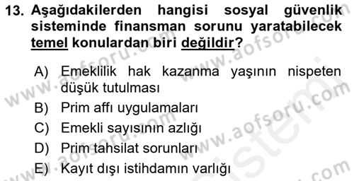 Kamu Maliyesi Dersi 2018 - 2019 Yılı (Vize) Ara Sınavı 13. Soru