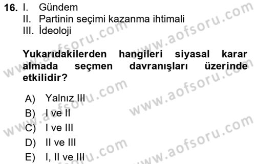 Kamu Maliyesi Dersi 2018 - 2019 Yılı (Vize) Ara Sınavı 16. Soru