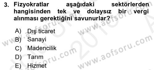 Kamu Maliyesi Dersi 2018 - 2019 Yılı (Vize) Ara Sınavı 3. Soru