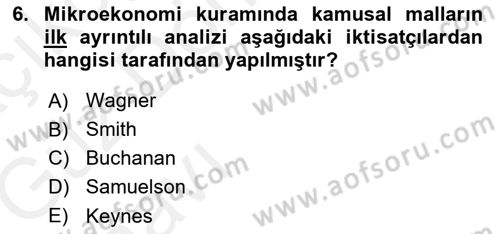 Kamu Maliyesi Dersi 2018 - 2019 Yılı (Vize) Ara Sınavı 6. Soru