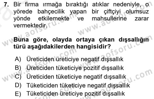 Kamu Maliyesi Dersi 2018 - 2019 Yılı (Vize) Ara Sınavı 7. Soru