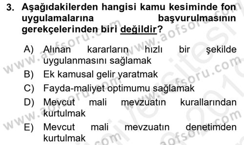 Kamu Maliyesi Dersi 2018 - 2019 Yılı (Final) Dönem Sonu Sınav Soruları 3. Soru