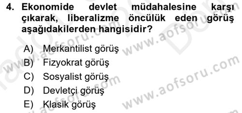 Kamu Maliyesi Dersi 2018 - 2019 Yılı (Final) Dönem Sonu Sınav Soruları 4. Soru