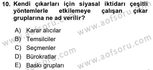 Kamu Maliyesi Dersi 2018 - 2019 Yılı Yaz Okulu Sınav Soruları 10. Soru
