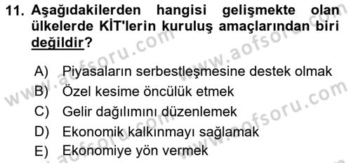 Kamu Maliyesi Dersi 2019 - 2020 Yılı (Vize) Ara Sınav Soruları 11. Soru