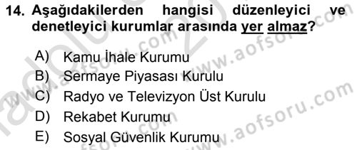 Kamu Maliyesi Dersi 2019 - 2020 Yılı (Vize) Ara Sınav Soruları 14. Soru