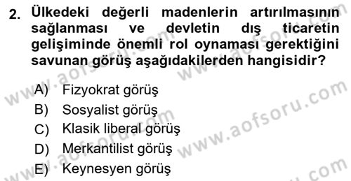 Kamu Maliyesi Dersi 2019 - 2020 Yılı (Vize) Ara Sınav Soruları 2. Soru