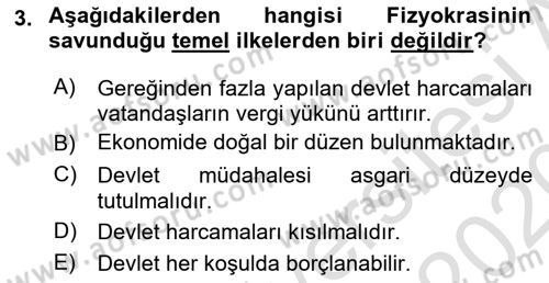 Kamu Maliyesi Dersi Ara Sınavı Deneme Sınav Soruları 3. Soru