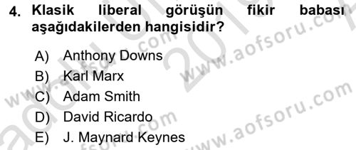 Kamu Maliyesi Dersi Ara Sınavı Deneme Sınav Soruları 4. Soru
