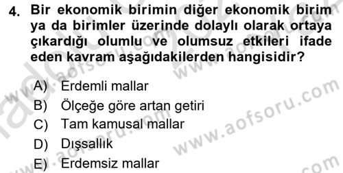 Kamu Maliyesi Dersi 2020 - 2021 Yılı Yaz Okulu Sınav Soruları 4. Soru