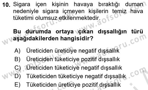 Kamu Maliyesi Dersi Ara Sınavı Deneme Sınav Soruları 10. Soru