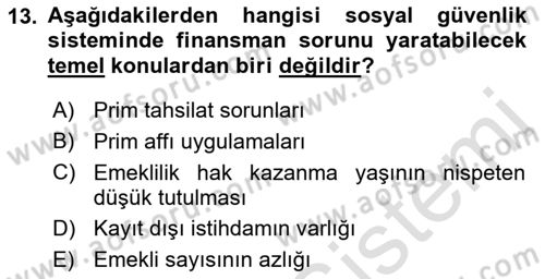 Kamu Maliyesi Dersi Ara Sınavı Deneme Sınav Soruları 13. Soru