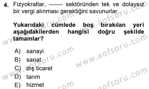 Kamu Maliyesi Dersi Ara Sınavı Deneme Sınav Soruları 4. Soru