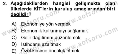 Kamu Maliyesi Dersi 2021 - 2022 Yılı (Final) Dönem Sonu Sınav Soruları 2. Soru