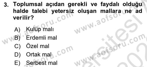 Kamu Maliyesi Dersi 2021 - 2022 Yılı (Final) Dönem Sonu Sınav Soruları 3. Soru