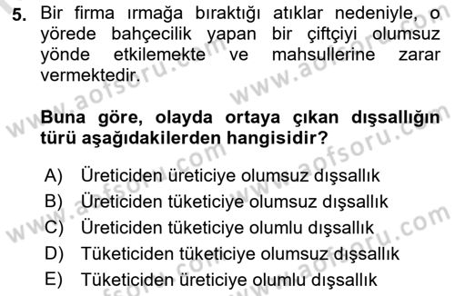 Kamu Maliyesi Dersi 2021 - 2022 Yılı Yaz Okulu Sınav Soruları 5. Soru