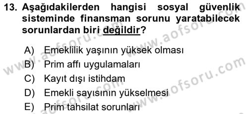 Kamu Maliyesi Dersi Ara Sınavı Deneme Sınav Soruları 13. Soru