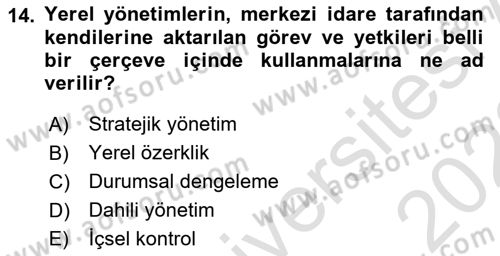 Kamu Maliyesi Dersi Ara Sınavı Deneme Sınav Soruları 14. Soru