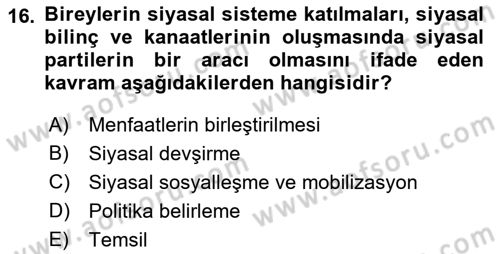 Kamu Maliyesi Dersi Ara Sınavı Deneme Sınav Soruları 16. Soru