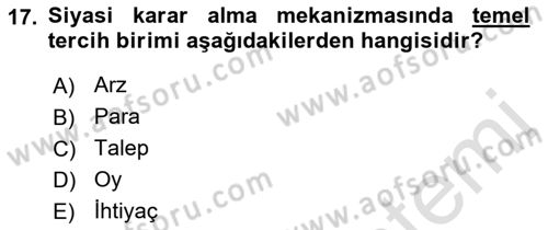 Kamu Maliyesi Dersi Ara Sınavı Deneme Sınav Soruları 17. Soru