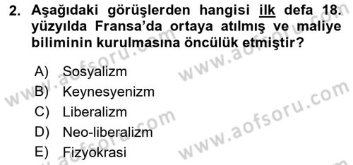 Kamu Maliyesi Dersi 2022 - 2023 Yılı (Vize) Ara Sınav Soruları 2. Soru