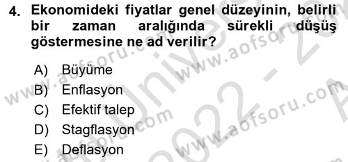 Kamu Maliyesi Dersi Ara Sınavı Deneme Sınav Soruları 4. Soru