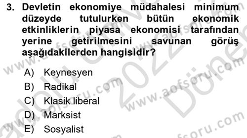 Kamu Maliyesi Dersi 2022 - 2023 Yılı (Final) Dönem Sonu Sınav Soruları 3. Soru