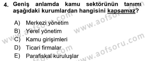 Kamu Maliyesi Dersi 2022 - 2023 Yılı (Final) Dönem Sonu Sınav Soruları 4. Soru