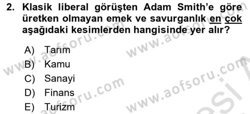 Kamu Maliyesi Dersi 2022 - 2023 Yılı Yaz Okulu Sınavı 2. Soru