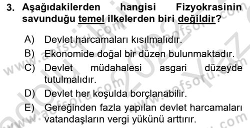 Kamu Maliyesi Dersi 2022 - 2023 Yılı Yaz Okulu Sınav Soruları 3. Soru