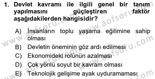 Kamu Maliyesi Dersi 2023 - 2024 Yılı (Vize) Ara Sınav Soruları 1. Soru