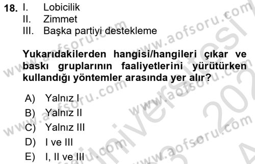Kamu Maliyesi Dersi 2023 - 2024 Yılı (Vize) Ara Sınav Soruları 18. Soru