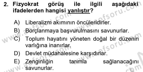 Kamu Maliyesi Dersi Ara Sınavı Deneme Sınav Soruları 2. Soru