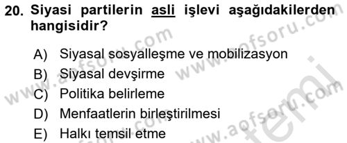 Kamu Maliyesi Dersi 2023 - 2024 Yılı (Vize) Ara Sınav Soruları 20. Soru