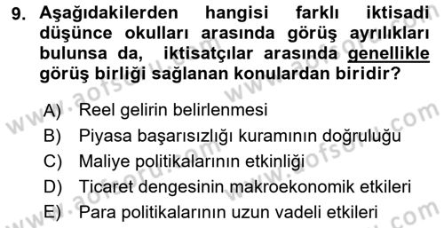 Kamu Maliyesi Dersi Ara Sınavı Deneme Sınav Soruları 9. Soru