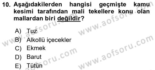 Kamu Maliyesi Dersi 2023 - 2024 Yılı (Final) Dönem Sonu Sınav Soruları 10. Soru