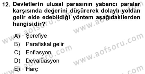 Kamu Maliyesi Dersi 2023 - 2024 Yılı (Final) Dönem Sonu Sınav Soruları 12. Soru