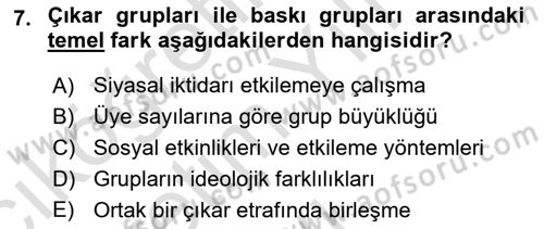 Kamu Maliyesi Dersi 2023 - 2024 Yılı Yaz Okulu Sınav Soruları 7. Soru